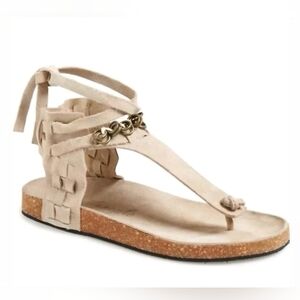 ​NEW Free People Collins Footbed Wrap Sandal Stone Suede Size 41(10.5-11) Boho